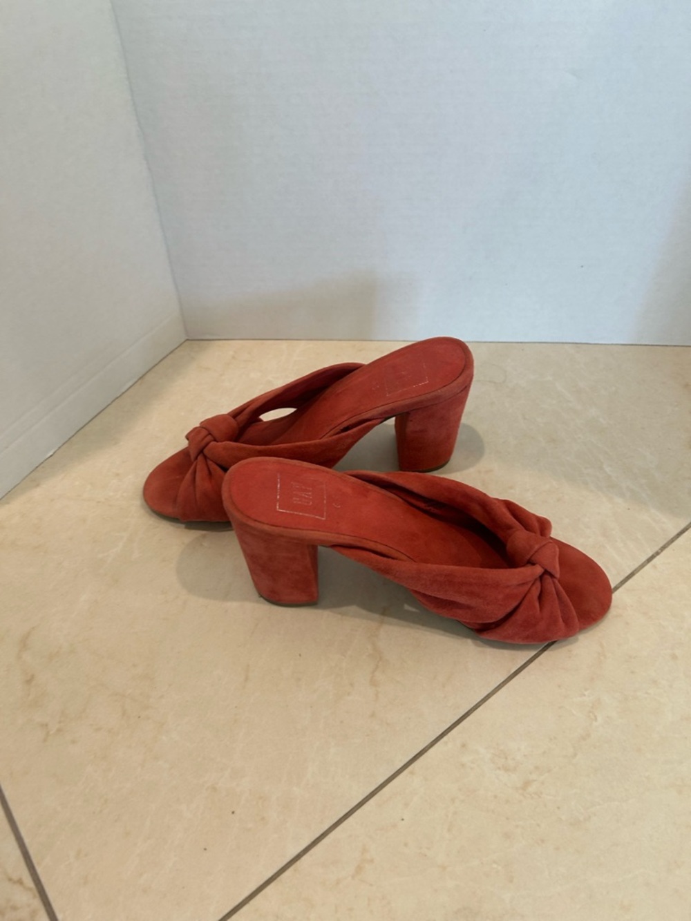 Women’s Slide Slip on Knot-Front Suede Block Heel Sandals -6.5